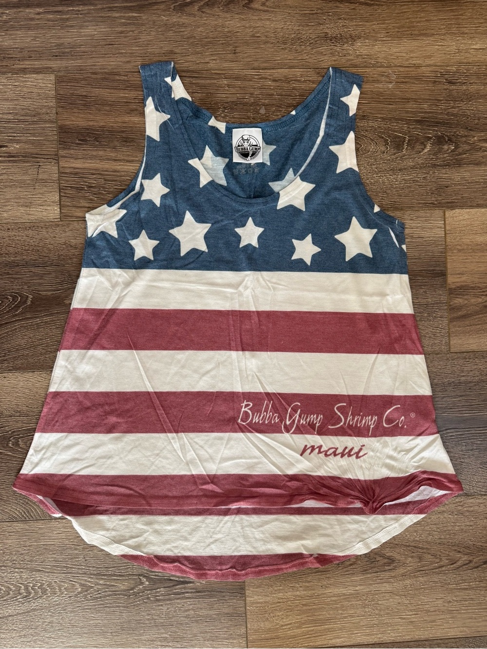 Bubba Gump Shrimp Co. American Flag Patriotic Blue 84 Tank Top